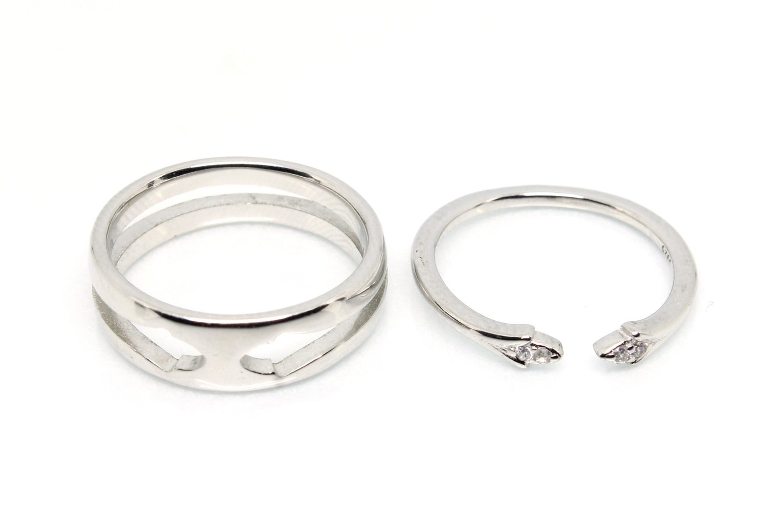 Twisted Braid Couple Rings Silver - Eleganzia Jewelry